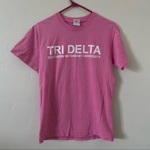 Bright Medium Pink Short Sleeved Tri Delta T Shirt